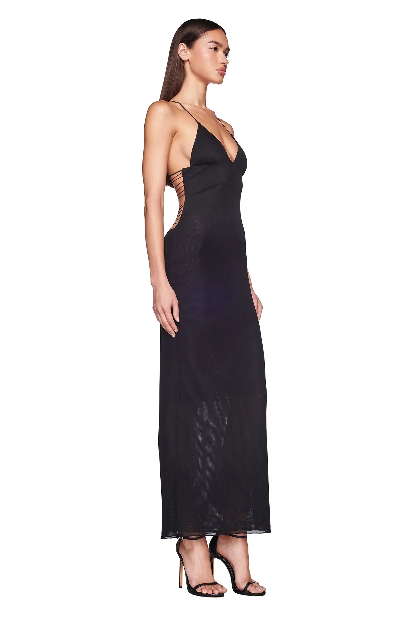 Women's Maxi Dress – Sleeveless – Open Back with Butterfly Details – Slim Fit
