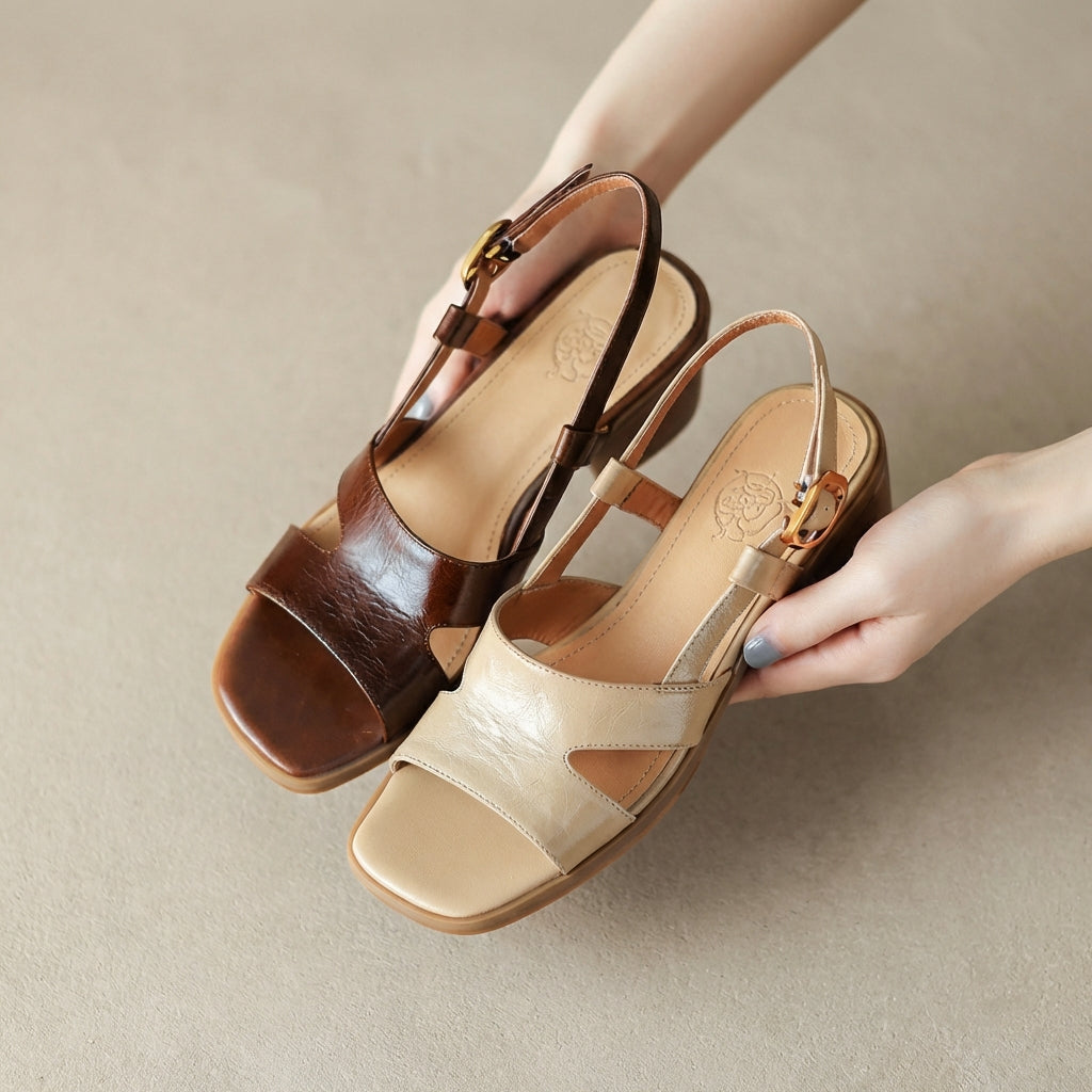 Ankle-Strap Block Heel Sandals for Women – Stylish & Comfortable