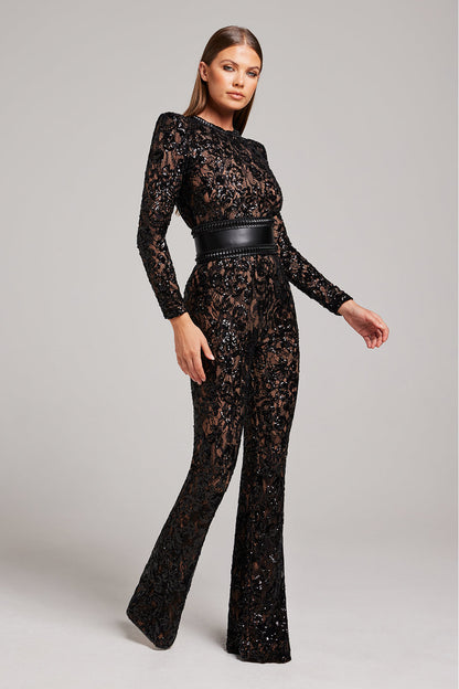 Roos - Elegant Jumpsuit with Long Sleeves and Flared Legs for Women