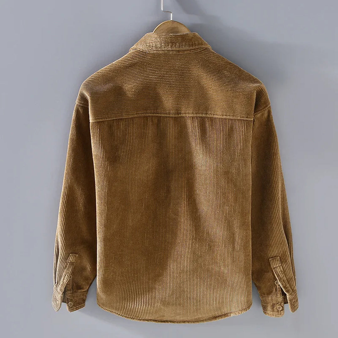 Men's Shirt Jacket - Corduroy - Lined - Button Closure - Casual and Durable Design