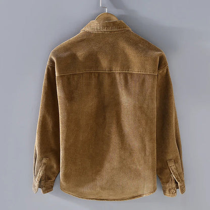 Men's Shirt Jacket - Corduroy - Lined - Button Closure - Casual and Durable Design