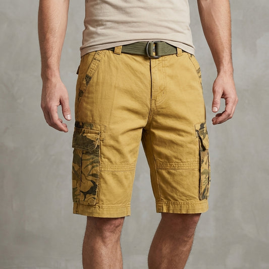 Relaxed Fit Belted Knee-Length Cargo Shorts for Men – Casual Style & Comfort