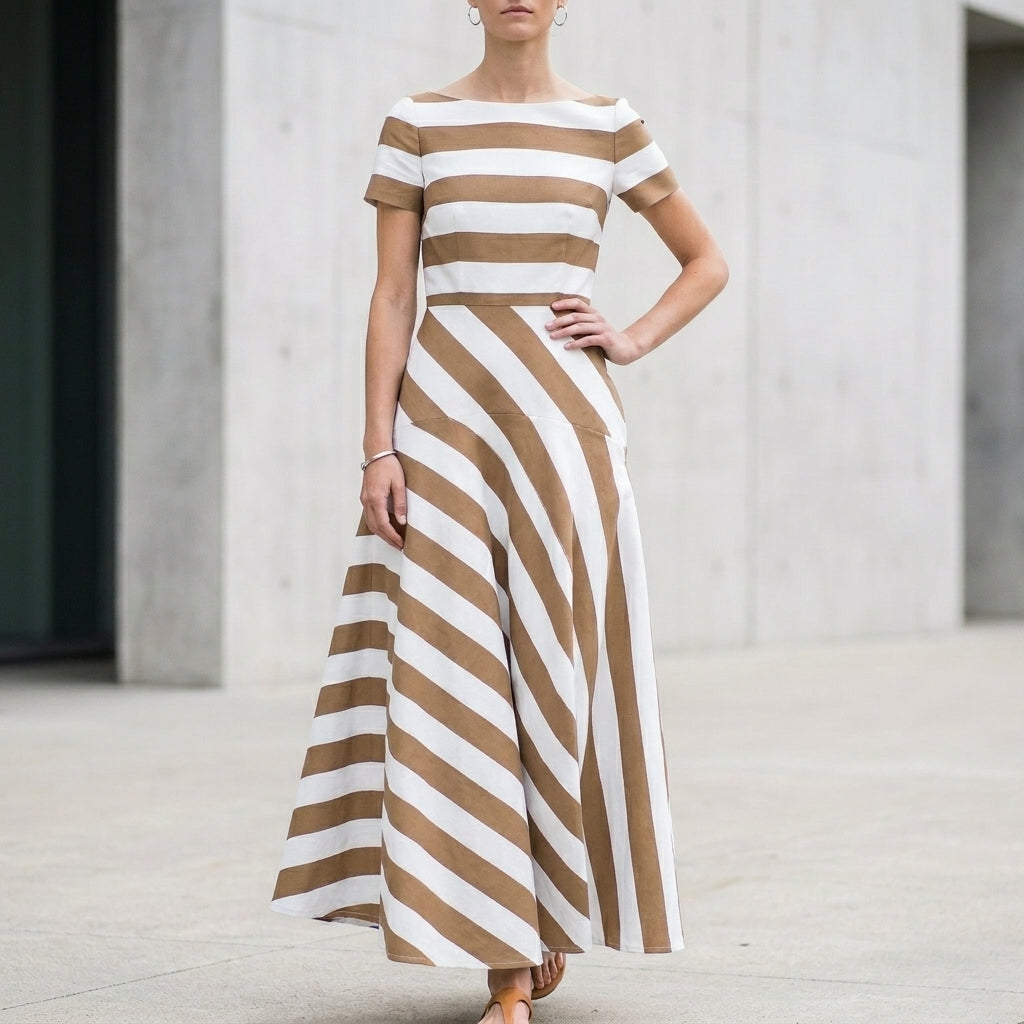 Striped A-Line Maxi Dress for Women – Stylish And Comfortable Design