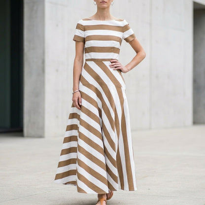 Striped A-Line Maxi Dress for Women – Stylish And Comfortable Design