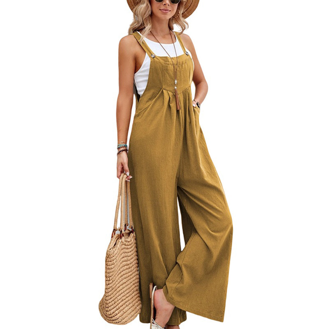 Women's Jumpsuit - Wide Legs - Sleeveless with Adjustable Straps - Light and Breathable