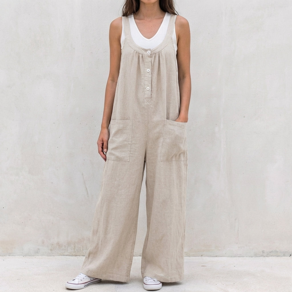 Relaxed Fit Wide Leg Jumpsuit for Women – Comfortable Casual Style