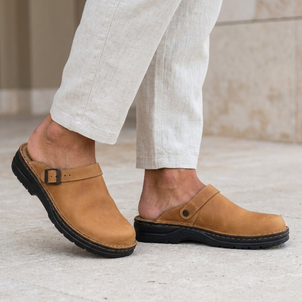 Casual Buckle Clog Mules for Men – Relaxed Comfort & Everyday Versatility