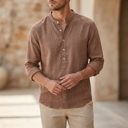 Relaxed Fit Henley Shirt for Men – Casual Comfort & Style