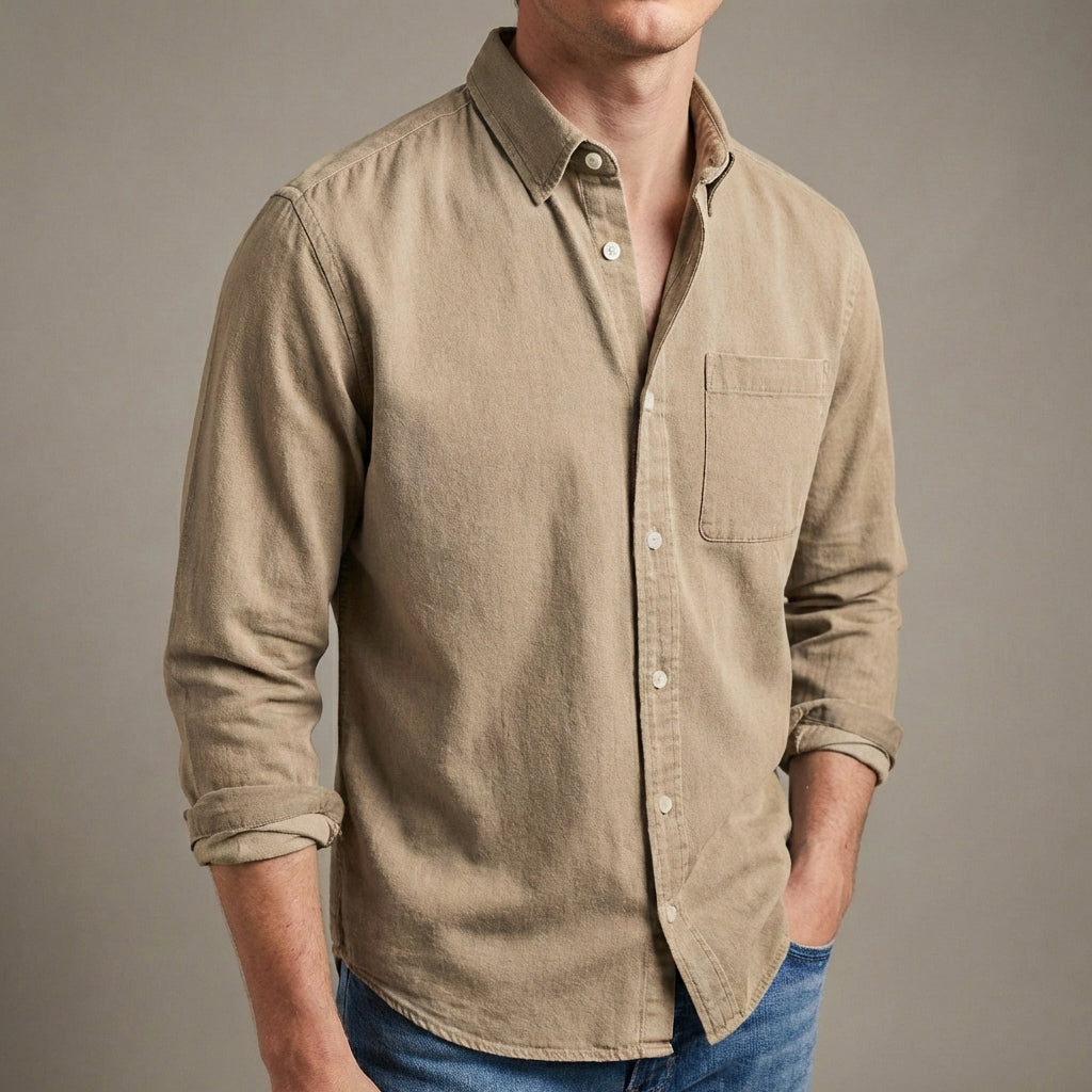 Men’s Casual Button-Up Shirt with Relaxed Fit – Classic Casual Comfort