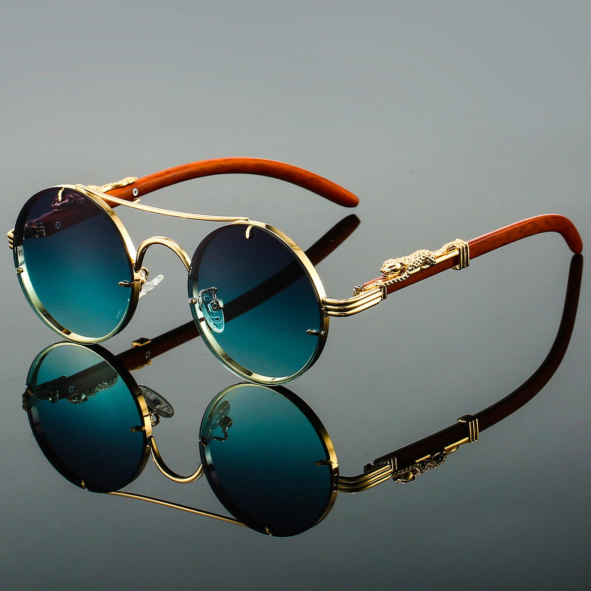 Panthera Onca Vintage Round Sunglasses
