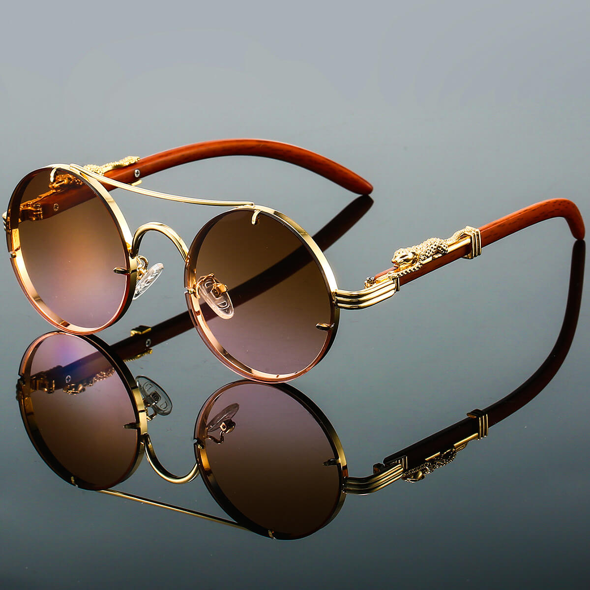 Panthera Onca Vintage Round Sunglasses