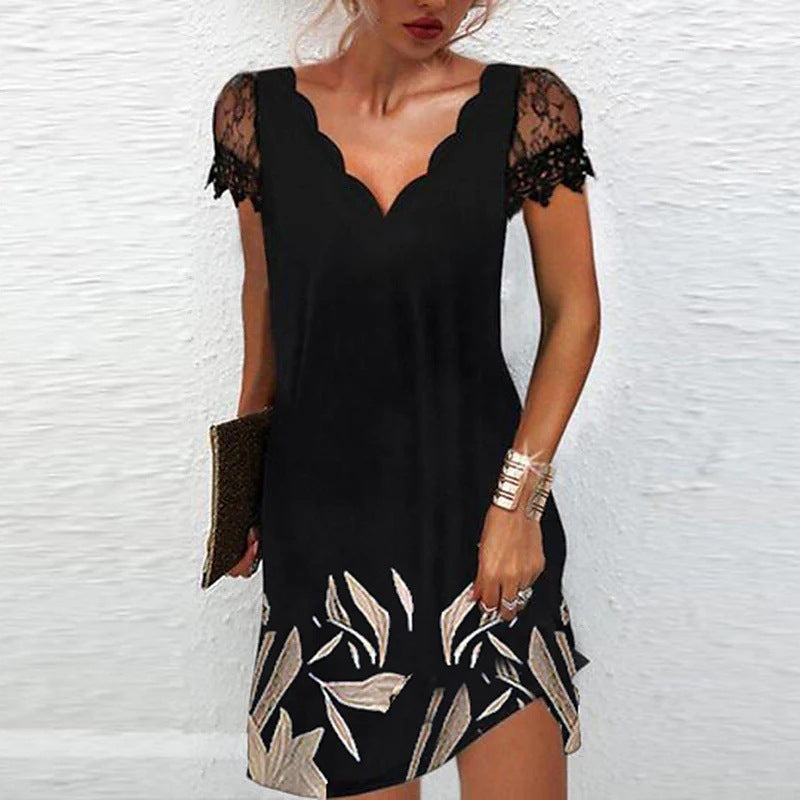 Dress for Women – Slim Fit Midi – Lace Sleeves – Sculpted Neckline – Elegant Cut