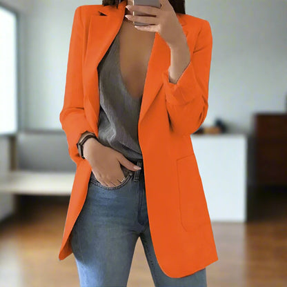 Blazer til Kvinder - Skræddersyet Pasform - Lang - Notch Revers - Elegante Detaljer