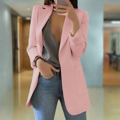 Blazer til Kvinder - Skræddersyet Pasform - Lang - Notch Revers - Elegante Detaljer