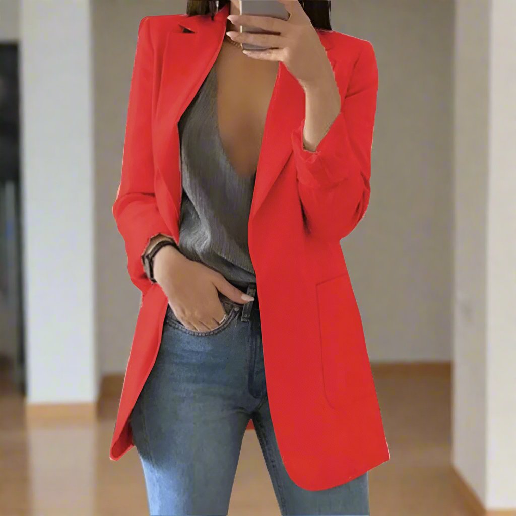 Blazer til Kvinder - Skræddersyet Pasform - Lang - Notch Revers - Elegante Detaljer