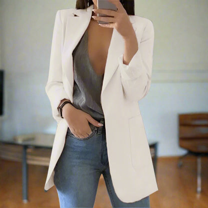 Blazer til Kvinder - Skræddersyet Pasform - Lang - Notch Revers - Elegante Detaljer