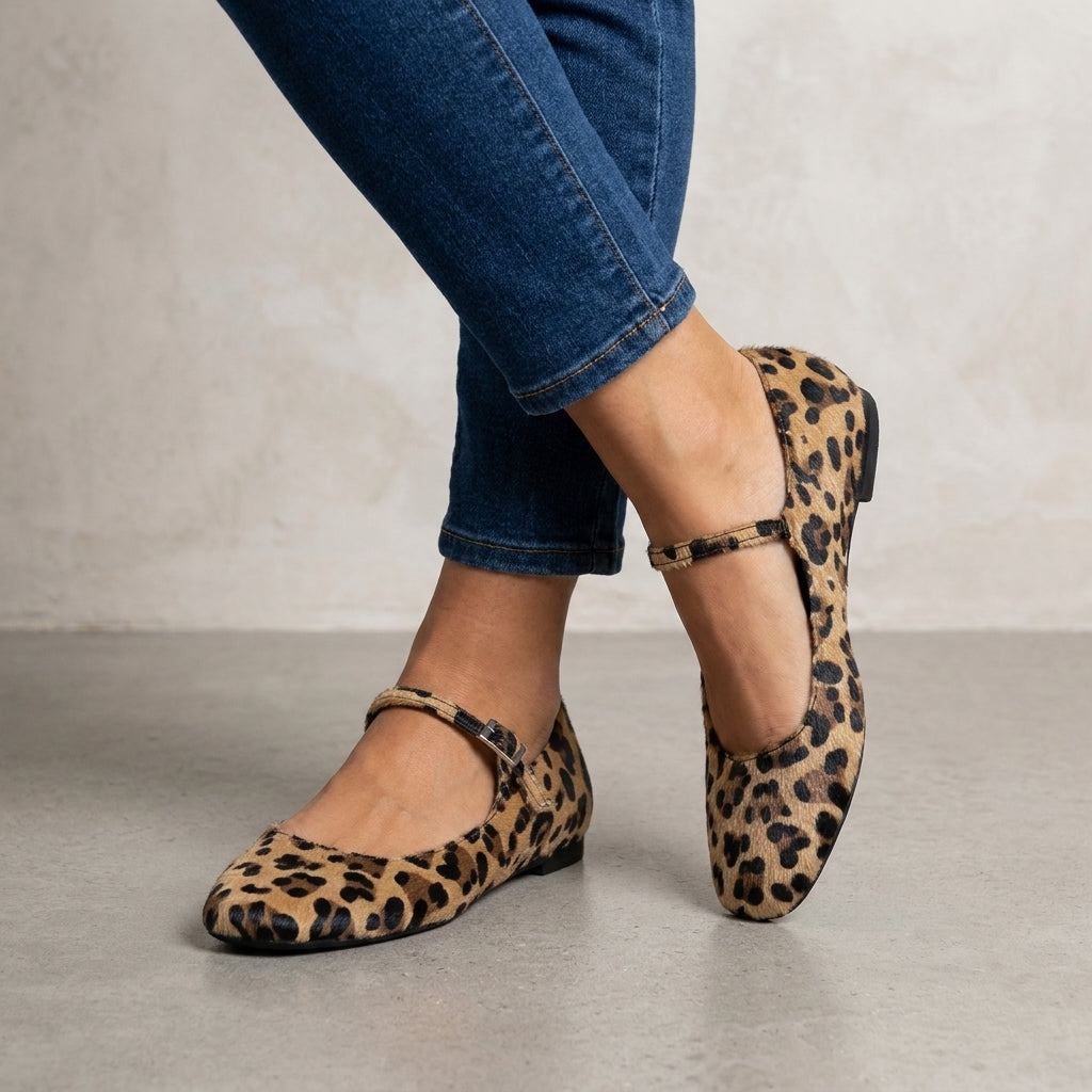 Leopard Print Buckle Strap Mary Jane Flats for Women – Stylish Everyday Comfort