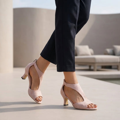 Orthopedic T-Strap Peeptoe Block Heel Ankle Heels for Women – Supportive & Stylish Comfort