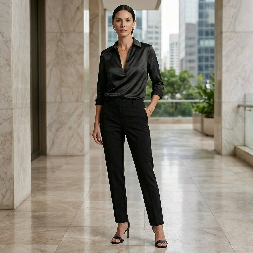 Satin V-Neck Blouse for Women – Elegant Everyday Sophistication