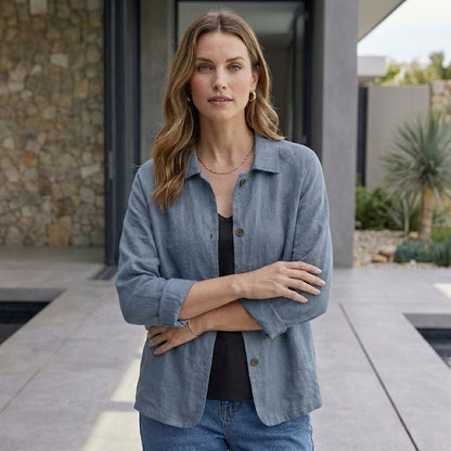 Relaxed Fit Button-Front Shirt for Women – Casual Comfort & Style