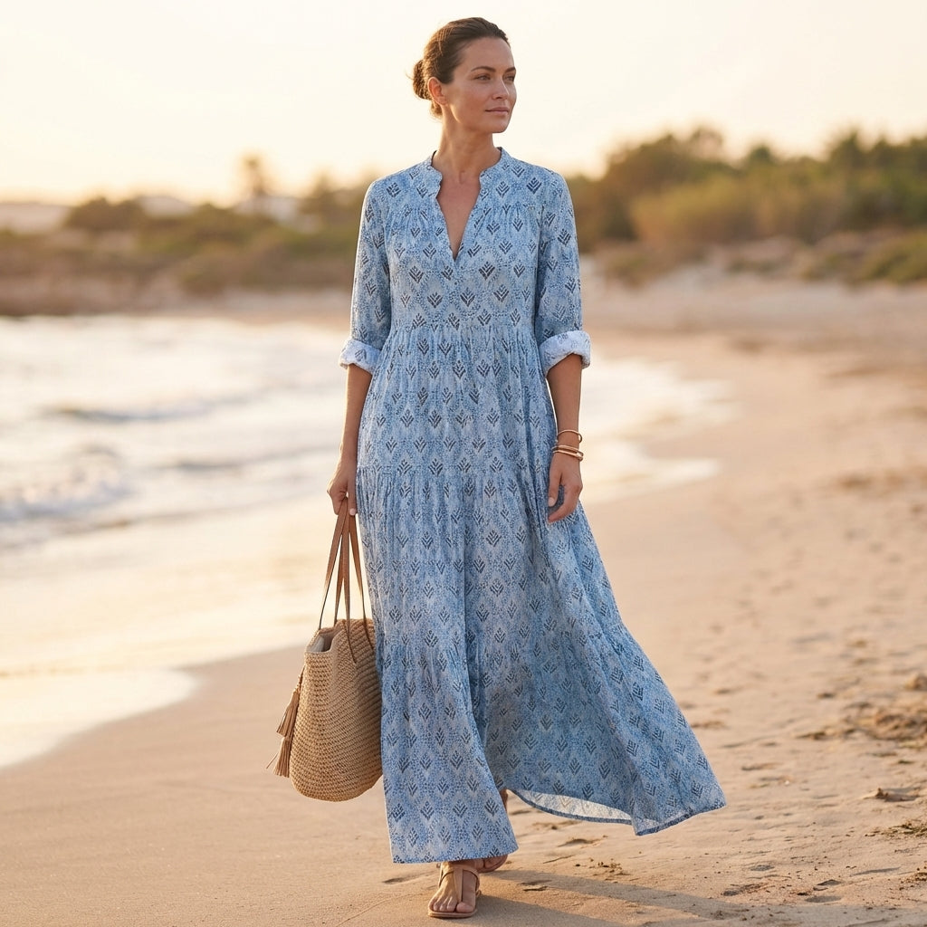 Relaxed Fit Tiered Skirt Maxi Dress for Women – Stylish Casual Comfort