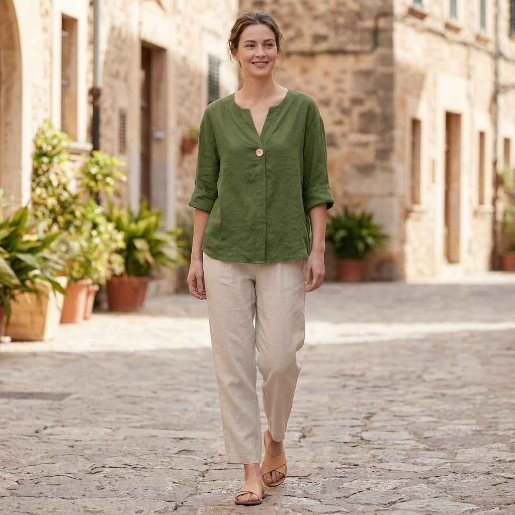 Relaxed Fit Button Front Blouse for Women – Effortless Everyday Style