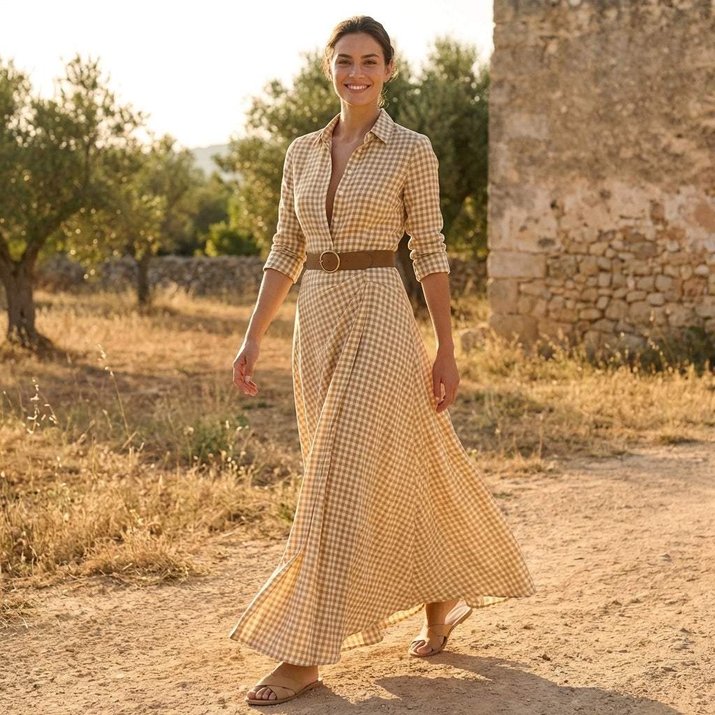 Belted Wrap A-Line Maxi Dress for Women – Stylish Casual Comfort