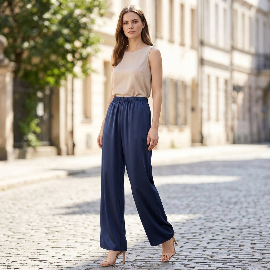 Wide Leg Full-Length Pants for Women – Comfortable & Stylish Design