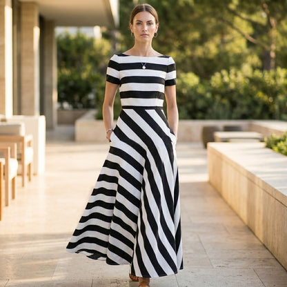 Striped A-Line Maxi Dress for Women – Stylish And Comfortable Design