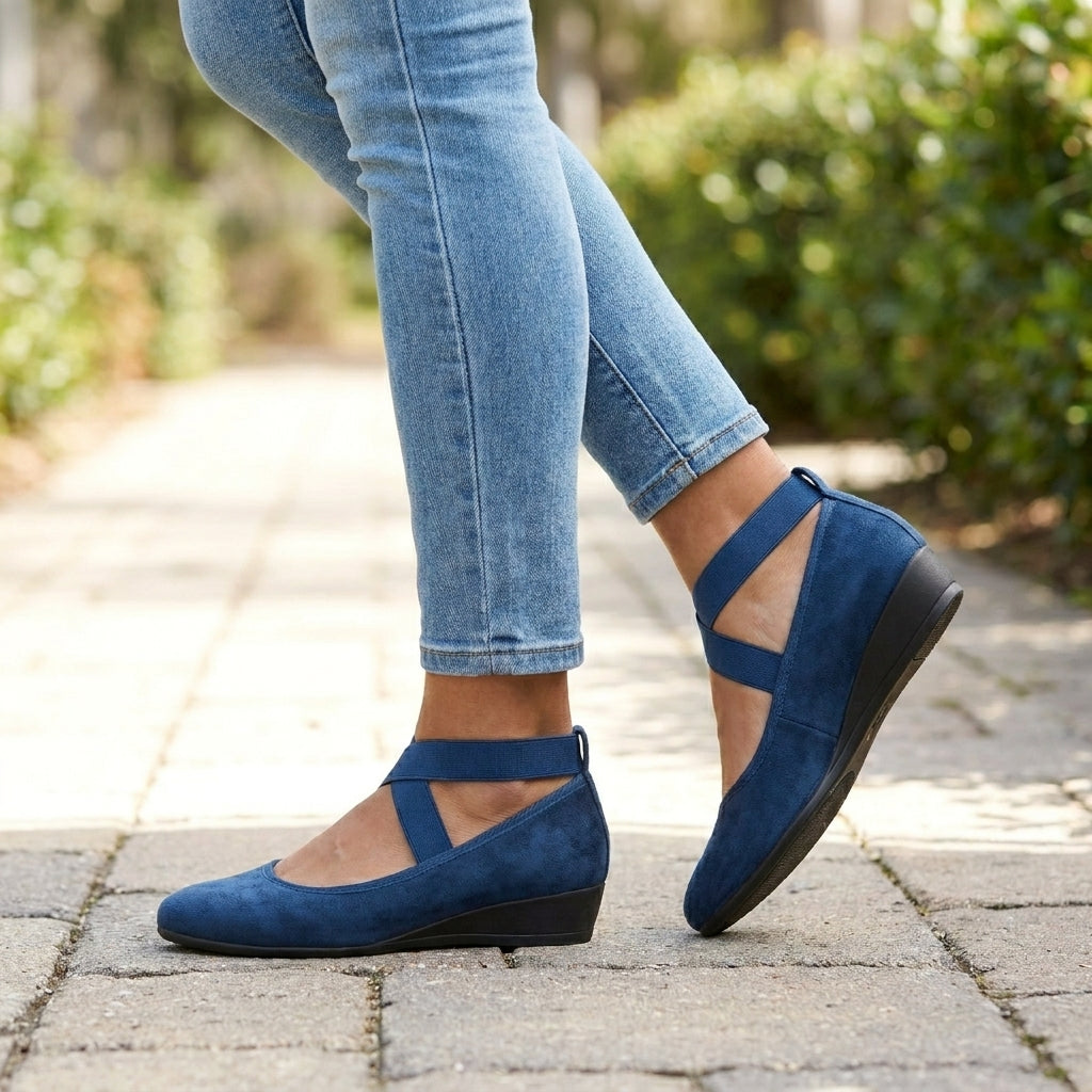 Orthopedic Wedge Flats with Criss-Cross Straps for Women – Supportive & Comfortable Design