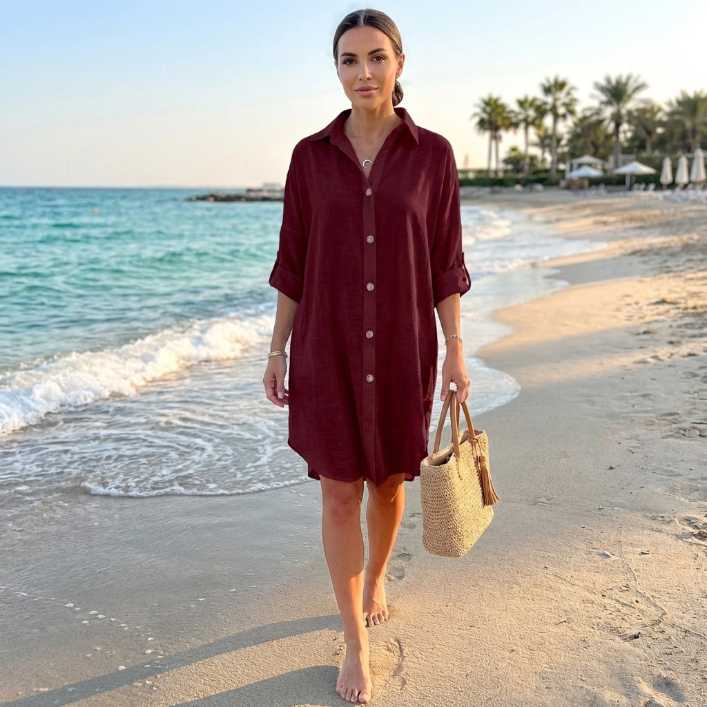 Button Front Shirt Dress for Women – Relaxed Everyday Comfort