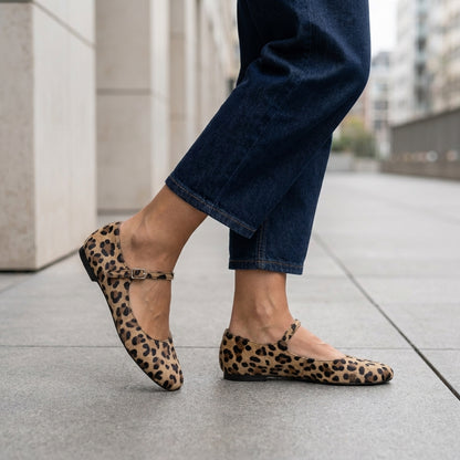 Leopard Print Buckle Strap Mary Jane Flats for Women – Stylish Everyday Comfort