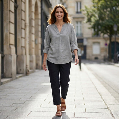 Relaxed Fit V-Neck Blouse for Women – Effortless Everyday Comfort