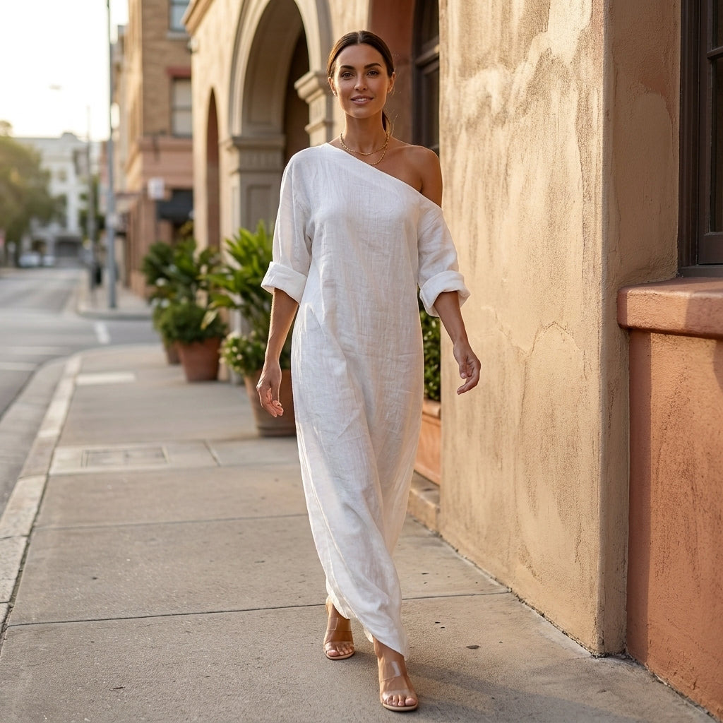 One-Shoulder Maxi Dress for Women – Effortless Elegance & Comfort