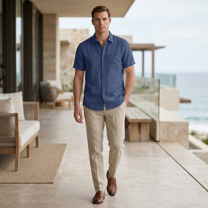 Loose Fit Button-Down Shirt for Men – Breathable Casual Comfort