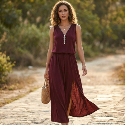 Relaxed A-Line Sleeveless Maxi Dress for Women – Stylish Casual Comfort
