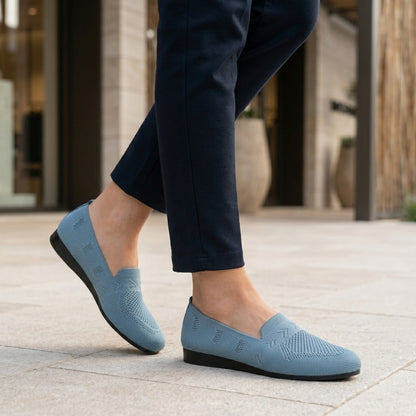 Round Toe Knit Slip-On Flats for Women – Stylish Casual Comfort