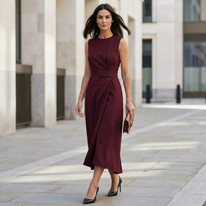 Elegant Sleeveless Midi Dress for Women – Timeless Sophistication & Graceful Style