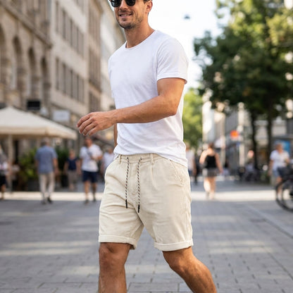 Relaxed Fit Ribbed Knee-Length Shorts for Men – Comfortable & Functional Design