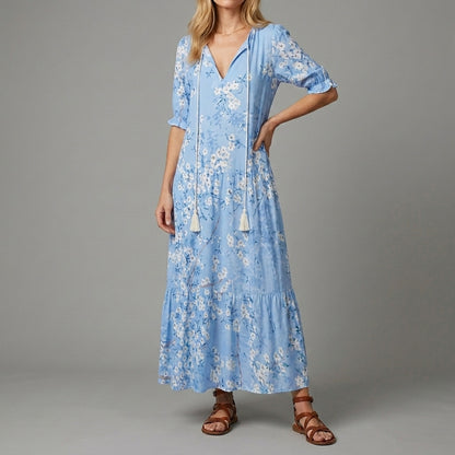 Bohemian Print Maxi Dress for Women – Effortless Vacation Style