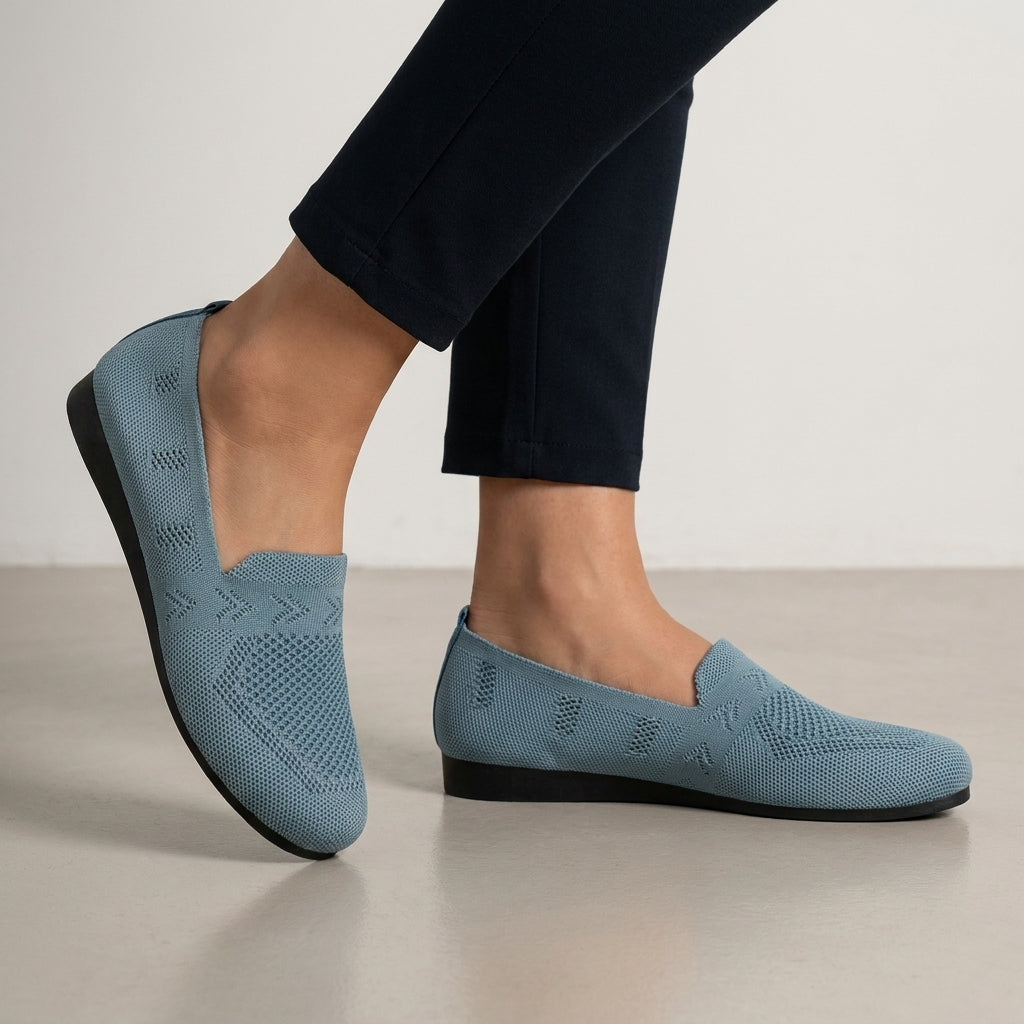 Round Toe Knit Slip-On Flats for Women – Stylish Casual Comfort