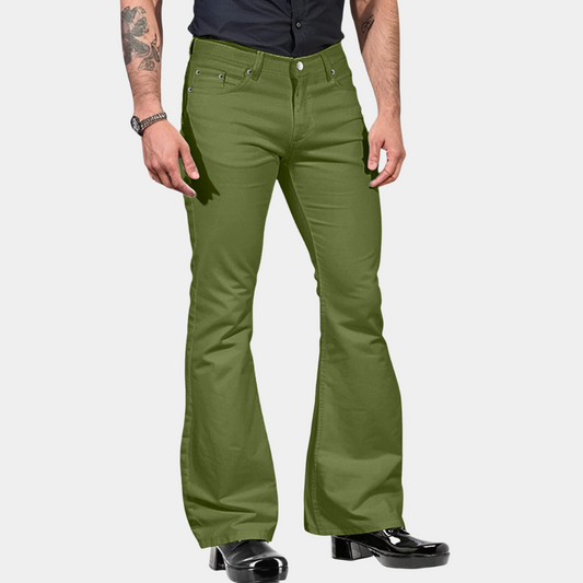 Men's Trousers with Slit – High Waist – Slim Fit – Comfort Stretch – Retro Look