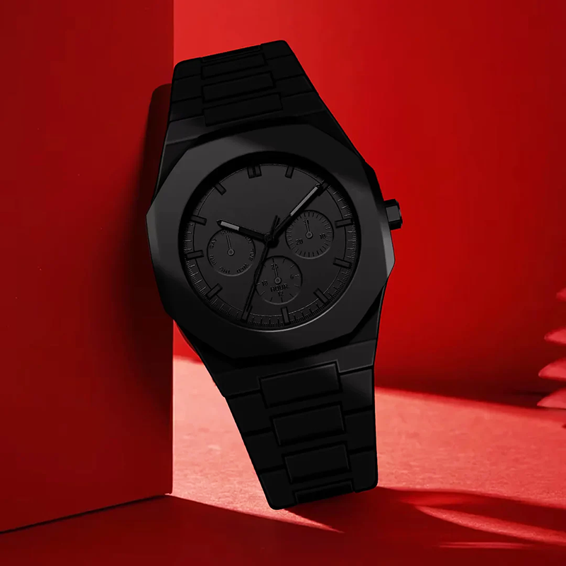 Freddie Matte Chronograph Watch | Solid Link Bracelet Men’s Chronograph Watch