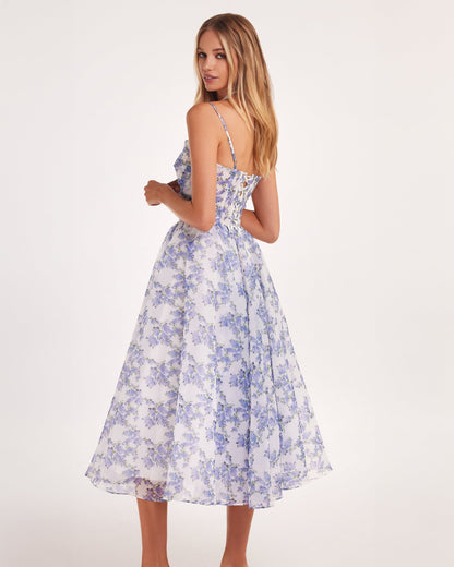 Dress for Women – Midi Length – Tailored Bodice – A-line Skirt – Floral Print