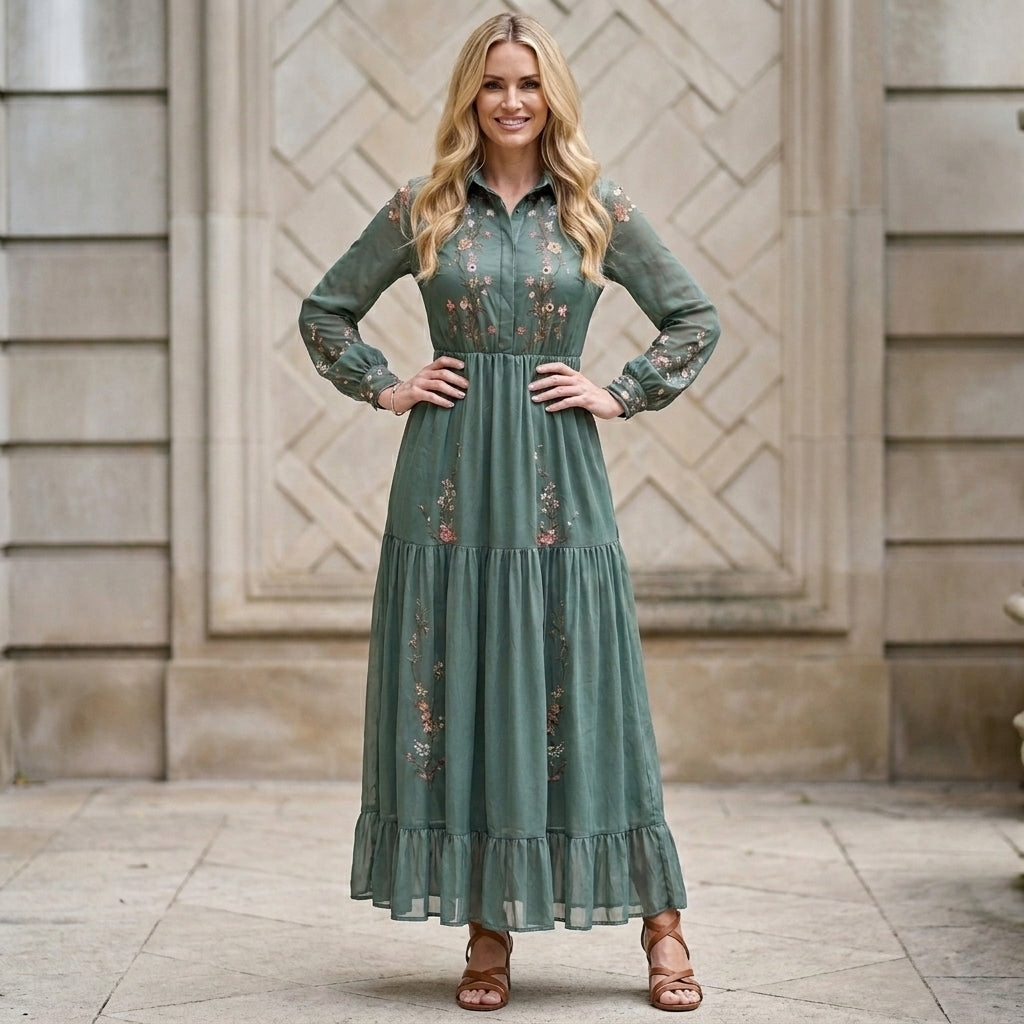 Floral Tiered Maxi Dress for Women – Graceful Elegance & Timeless Charm
