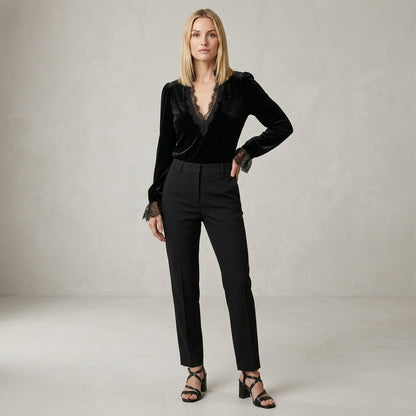 Lace Trim V-Neck Blouse for Women – Sophisticated Elegance & Timeless Style