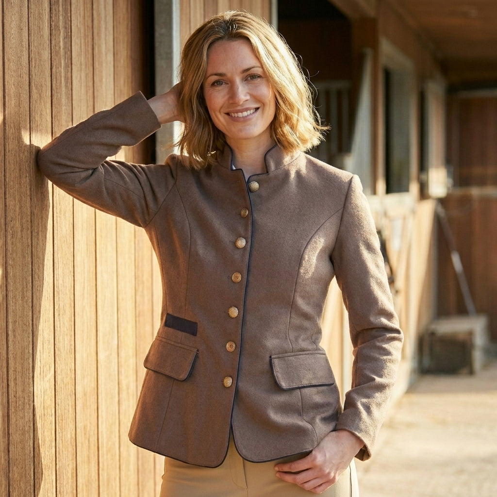 Tailored Stand Collar Jacket for Women – Timeless Sophistication & Refined Style