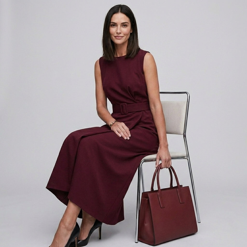 Elegant Sleeveless Midi Dress for Women – Timeless Sophistication & Graceful Style