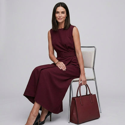 Elegant Sleeveless Midi Dress for Women – Timeless Sophistication & Graceful Style