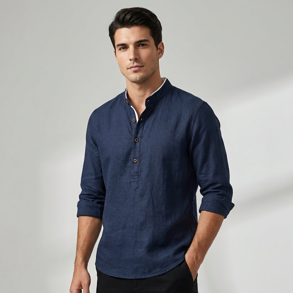 Relaxed Fit Henley Shirt for Men – Casual Comfort & Breathability